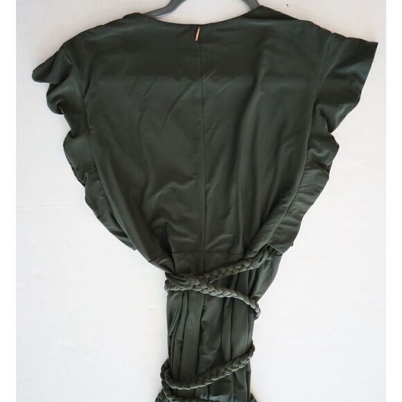 MISA Los Angeles Women's Sz XS Olive Green Irina Wrap Dress w/Braided Rope Belt - Picture 10 of 11